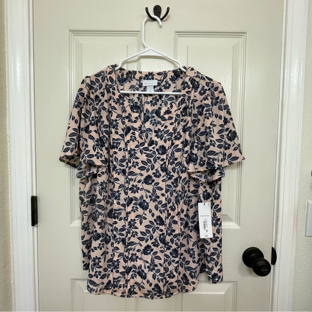 Liz Claiborne Floral Blouse L NWT